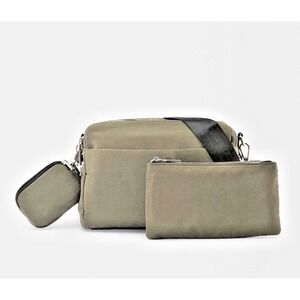 Parfois Nylon Crossbody Bag‎ With Removable Pouches Khaki 212129 Medium Travel